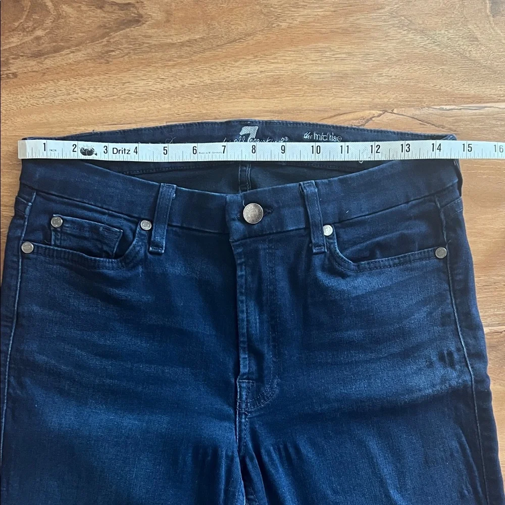 7 For All Mankind the Mid Rise Skinny Jeans Dark Blue.